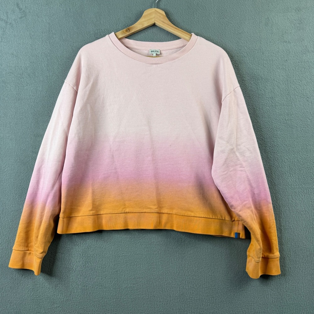 KULE Women Pink Orange Ombre Organic Cotton Sweatshirt Size L Relaxed Fit